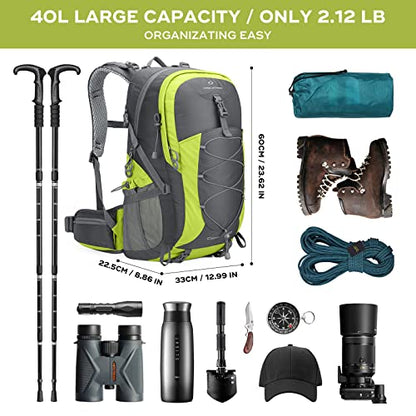 Maelstrom Hiking Backpack,Camping Backpack,40L Waterproof Hiking Daypack with Rain Cover,Lightweight Travel Backpack,Grey - color: 40l Grey, size: 40l