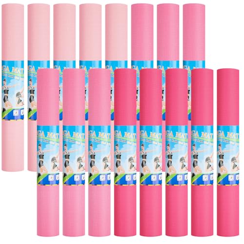 3 mm Thick Yoga Mat Bulk, Non Slip Exercise Workout Fitness Pad for Women Men, Gym Home Yoga Pilates, Easy to Clean, Sturdy PVC - color: Pink Series Color