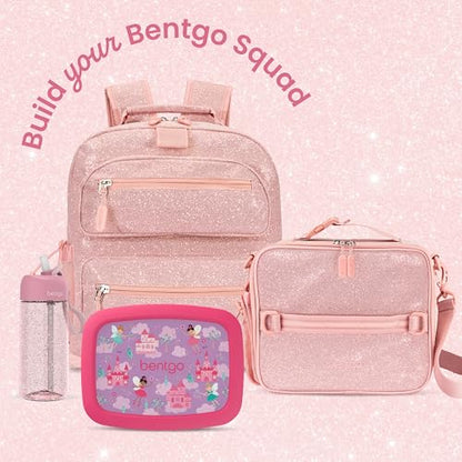Bentgo Kids Lunch Bag - Double-Insulated, Reusable Lunch Bag for Kids 3+ with Adjustable Strap; Holds Lunch Box/Water Bottle/Snacks; Easy-Clean, Water-Resistant & Pockets (Glitter - Petal Pink) - color: Glitter Edition - Petal Pink