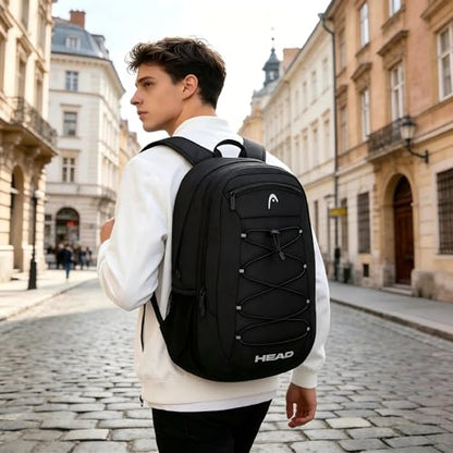 HEAD 30L Waterproof Drone String Travel Backpack for Men, Lightweight Laptop Backpack Fits 15.6 inch Notebook, Casual Daypack Carry On Backpack for College/Gym/Outdoor/Daily Use/Commute, TSA Friendly - color: Black