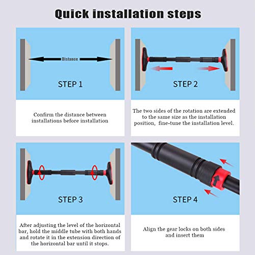 Doorway Pull Up Bar No Screws, Adjustable Width Chin Up Bar with Safety Lock & Anti-Slip Mat for Home Gym Exercise Fitness Strength Training, Max Weight Up to 350Kg - size: A100~150CM