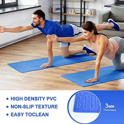 3 mm Thick Yoga Mat Bulk, Non Slip Exercise Workout Fitness Pad for Women Men, Gym Home Yoga Pilates, Easy to Clean, Sturdy PVC - color: Dark Blue