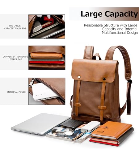 KingTo Anti Theft Laptop Backpack for Men Women, Lightweight Travel Bag | Lightweight business backpack, laptop storage and anti-theft travel styling support commute, campus and daily trips - color: Brown