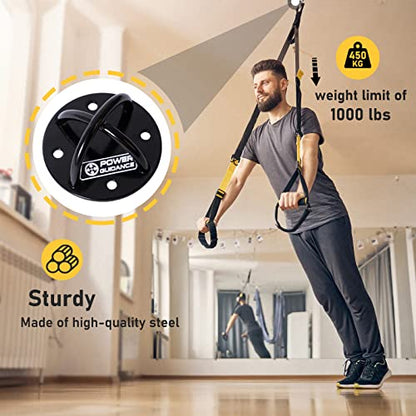 POWER GUIDANCE Wall and Ceiling Mount Bracket for Suspension Straps, Gymnastic Rings, Yoga Swings & Hammock Resistance Band Battle Rope - color: Black (set of 2)