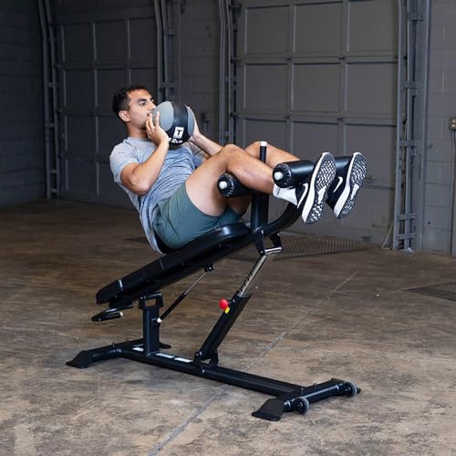 Pro ClubLine (SAB500B) Ab Bench by Body-Solid - Adjustable Sit Up/Weight Bench for Full Abdominal, Decline, Incline, and Flat Exercise, Black Finish