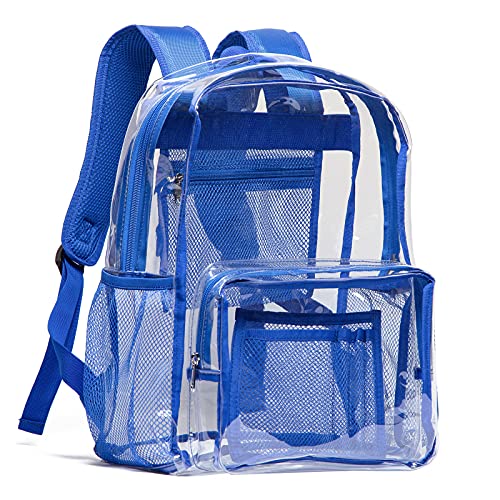 Vorspack Clear Backpack - Heavy Duty PVC Transparent See Through Backpack for College & Workplace - color: Blue, size: Large