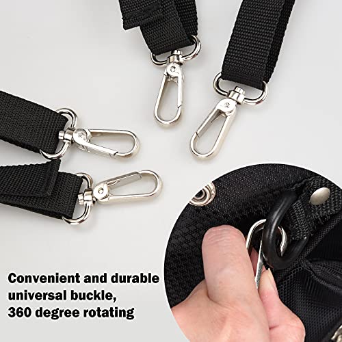 BIG TEETH Golf Bag Strap,Adjustable Padded Bag Strap Replacement,Golf Double Shoulder Bag Straps with 4Pcs Rotate Hooks - color: Full Black