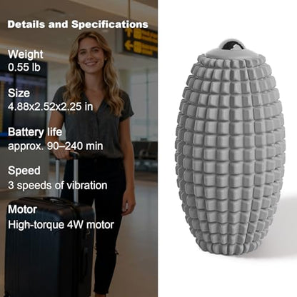 HODEMI Electric Vibrating Massage Roller, Handheld Muscle Massager with Ball-Shaped Rolling Head, 3 Speed Rechargeable Silicone Massager for Muscle Relaxation at Gym, Office & Travel (Gray) - color: Gray