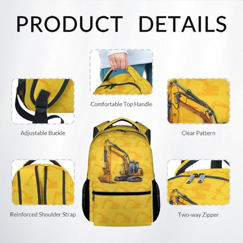 Backpack Set for School, 17 Inch Digger Backpacks for Elementary Middle, 3 in 1 Bookbag for Boys - color: Style-1