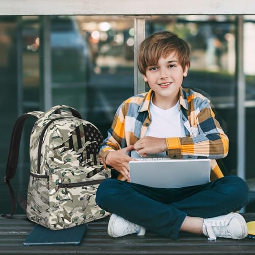 Wild Duck Camo Backpack for Boys Camo Hunter American Flag Duck School Bag for Elementary Middle School Daypack Travel Bookbag for Age 6-18 Teen Kids Back Pack - color: Wild Duck