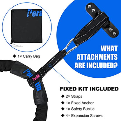 Perantlb Battle Rope With Wear-Resistant Nylon Protective Sleeve - Heavy Battle Rope for Strength Training, Home Fitness Exercise - Anchor Strap Kit Included - style: 2" x 50 ft Length