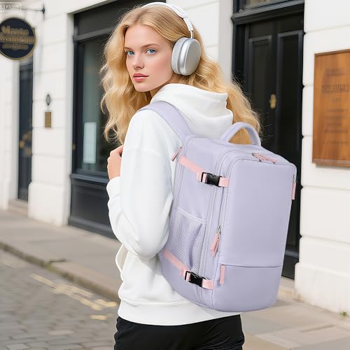 Beraliy Large Travel Backpack For Women, Airline Approved Carry On Backpack, Anti Theft Personal Item Backpack, Waterproof Bag, Casual Daypack Travel Essentials - color: Purple, size: Large