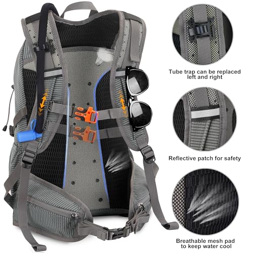 N NEVO RHINO Hydration Backpack with Water Bladder 3L, Hiking Backpack with Rain Cover, Insulation Water Daypack for Cycling Biking - color: gray