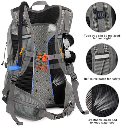 N NEVO RHINO Hydration Backpack with Water Bladder 3L, Hiking Backpack with Rain Cover, Insulation Water Daypack for Cycling Biking - color: gray