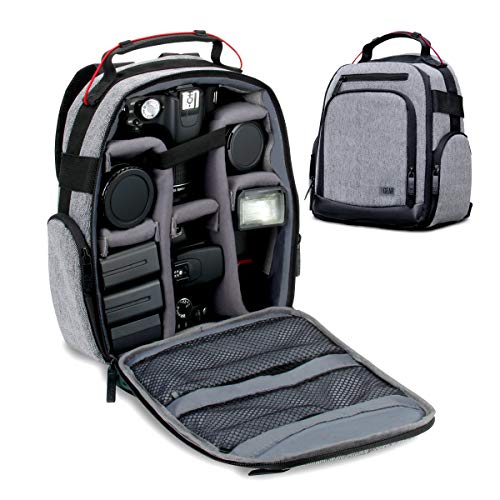 USA Gear Portable Camera Backpack for DSLR with Customizable Accessory Dividers, Weather Resistant Bottom and Comfortable Back Support - Compatible with Canon, Nikon, Sony, Fujifilm, and More (Gray) - color: Gray
