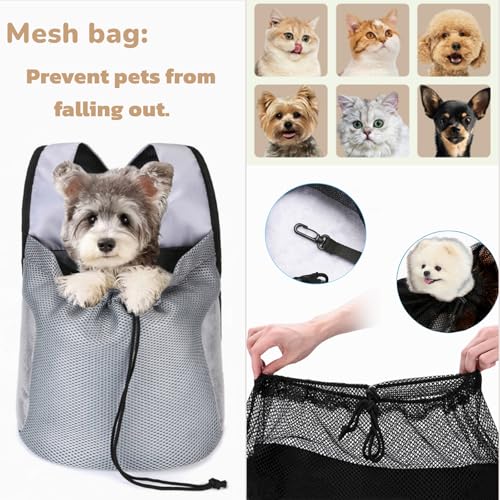 Dog Front Carrier Backpack,Ventilated Mesh Puppy Back Pack with Safety Belt,Adjustable Breathable Pet Carrier for Small Dogs Cats,Lightweight Doggy Backpack for Hiking Cycling Outdoor - color: Gray