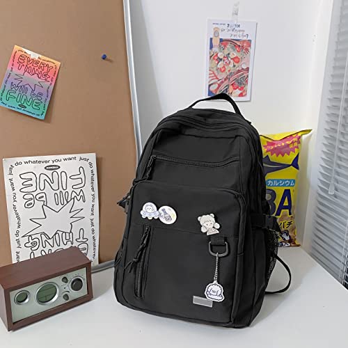 GAXOS Cute Aesthetic Backpack for School Girls Middle Student Bookbag - color: Black2
