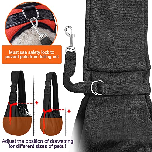 Tomkas Small Dog Cat Sling Carrier Puppy Purse Travel Wrap Soft Crossbody Pet Bag (Black, M - Zip Pocket & Adjust Strap) - color: Black