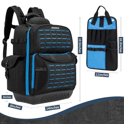 BLISSWILL Tool Bag Backpack for men,Heavy Duty Tool Backpack Bag with Waterproof Molded Base，62 Pockets/40 Loops Heavy Duty Tools Organizer Bags/Electrician/Industrial/Construction Work Backpack - color: Black