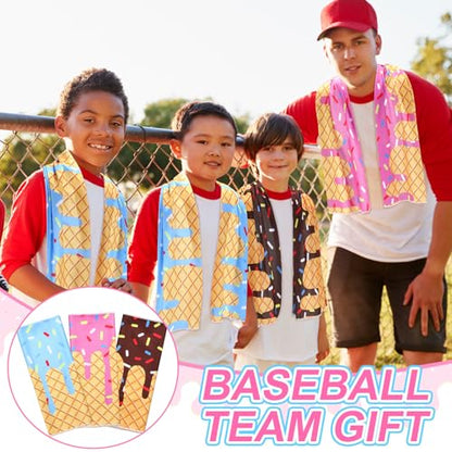 Breling 30 Pcs Baseball Cream Drip Cooling Towels 40"x12" Ice Cooling Towels Microfiber Sweat Sport Rags Absorbent Chilly Washcloth for Hot Weather Workout Yoga Gym Coach Gift Sport Party Favors - style: Baseball Cream Drip