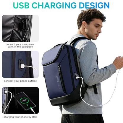 FUTURE AESTHETIC Business Smart Backpack Waterproof fit 15.6 Inch Laptop Backpack with USB Charging Port,Travel Durable Backpack - color: Blue