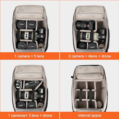Besnfoto Camera Backpack Waterproof for DSLR/SLR Mirrorless Camera Men Photo Bag with Laptop Compartment for Photographer Travel