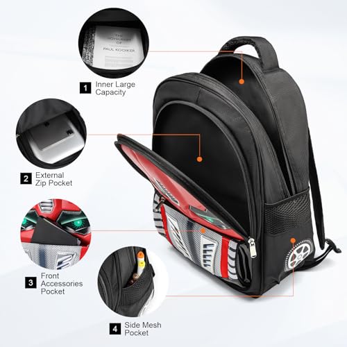 Dilunar Kids Backpack for School Child Boys Kindergarten Elementary Toddler Bag Gift Ideas - color: Red, size: 16"