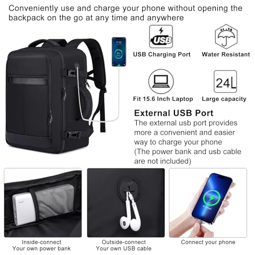 Travel Backpack for Men,Airplane Approved Carry On Backpack Suitcase with Shoe Pouch, Luggage Bag TSA 15.6inch Laptop Mochila Flight Approved Personal Item Travel Bag Bookbag Travel Essentials,Black - color: Black, size: Large-25L