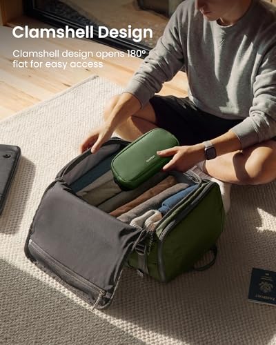 tomtoc 23L-28L Expandable Travel Backpack, Underseat Flight Approved Personal Item for Ryanair Southwest Frontier JetBlue, Lightweight Carry-on Luggage, Water-resistant Business Rucksack Weekender Bag - color: Green