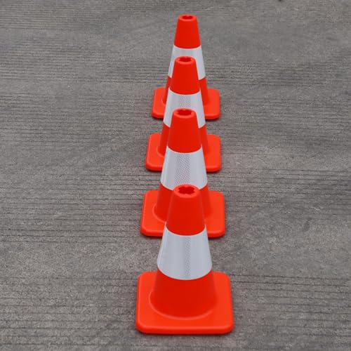4 Pack 12" Orange Traffic Cones – Durable PVC Safety Cones with High Visibility for Parking, Construction, Sports & Training – Weather-Resistant (12 inch -4Pack) - size: 12 inch -4Pack