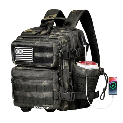 Boomistry 15L Mini Tactical Backpack Small Tactical Backpack for Men and Women, Military Backpack for Gym, Hiking, Daily (Black Camo-15L) - color: Black Camo-15l
