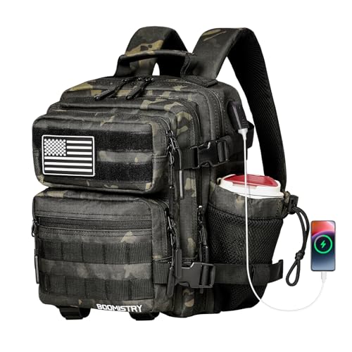 Boomistry 15L Mini Tactical Backpack Small Tactical Backpack for Men and Women, Military Backpack for Gym, Hiking, Daily (Black Camo-15L) - color: Black Camo-15l