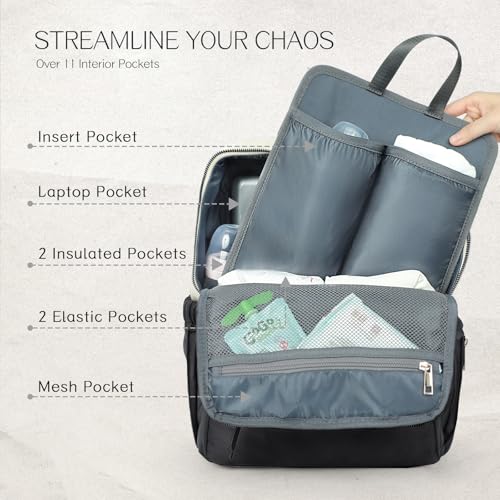 Diaper Bag Backpack, Nylon Baby Bag with 19 Pockets, Large Baby Diaper Bag for Boys Girls,Diaper Bag Insert,Changing Pad,Insulated Pockets,Stroller Straps,Black - color: Deep Black