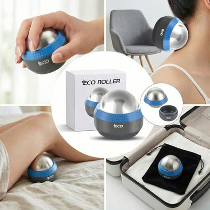 iECO Cold Massage Roller Ball - Ice Roller Ball for Muscles Deep Tissue, Cold & Heat Therapy, Plantar Fasciitis Roller - color: Gray+blue, size: 1 Count (Pack of 1)