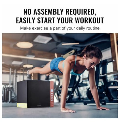 Plyometric Jump Box 3-in-1, 20/18/16 Inch - Cotton Plyo Box for Fitness, Agility & Strength Training - Step Up Platform - Home Gym Equipment - Black