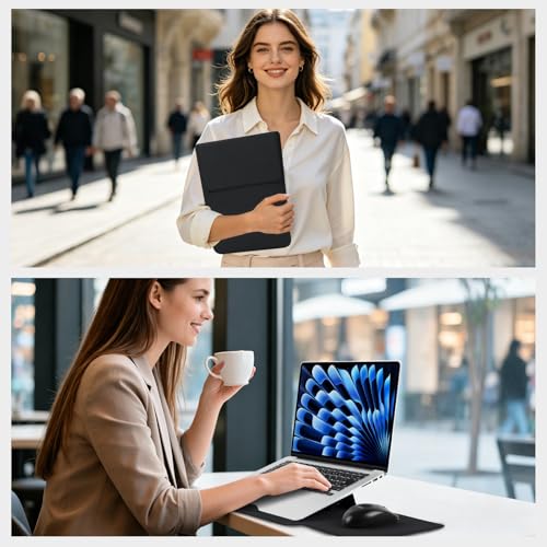 15-16 Inch Protective Laptop Sleeve Case with Stand, for MacBook Air 15" M5~M2 (2026-2023); MacBook Pro 16" M5~M1, Pro/Max(2026-2021), Matte PU Leather Laptop Case 15"-16" (Black) - color: Black, size: 15-16 Inch