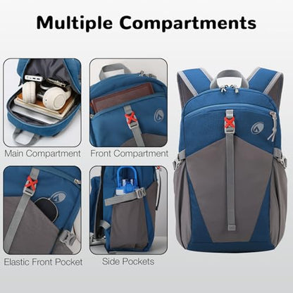 12L Hiking Backpack with Padded Straps for Kids, Waterproof Small Hiking Backpack with Chest Strap for Men, Mini Lightweight Kid Travel Backpacks Day Pack with Phone Pocket, Blue - color: Blue