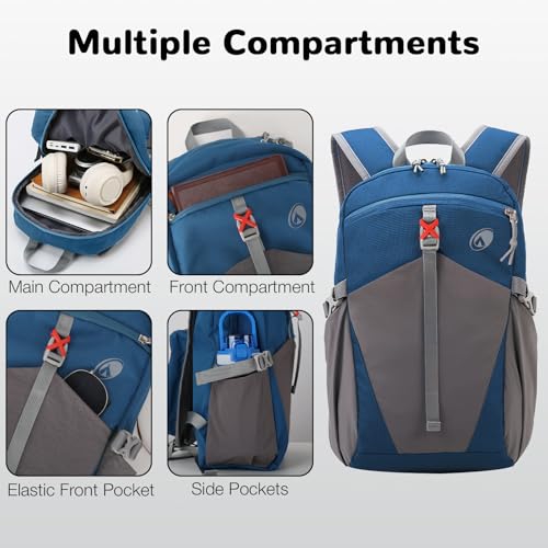 12L Hiking Backpack with Padded Straps for Kids, Waterproof Small Hiking Backpack with Chest Strap for Men, Mini Lightweight Kid Travel Backpacks Day Pack with Phone Pocket, Blue - color: Blue