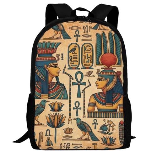Slim Anti Theft Laptop Backpack Egyptian Murals, Large Volume Travel Daypack Durable Polyester Carry Bag for Office Business Outdoor Trekking - color: Design (1323)