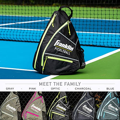 Franklin Sports Pickleball Bags - Sling Bag Backpack for Gear + Equipment - Men + Women - Holds Paddles, Balls + Accessories - color: Black/Green