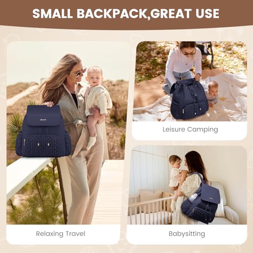 LOVEVOOK Diaper Bag Backpack, Small Baby Bag, Cute Baby Diaper Bag, Stylish Water-Resistant Travel Baby Bag for Mom, Baby Backpack with Changing Pad, Stroller Straps -Blue - color: Blue
