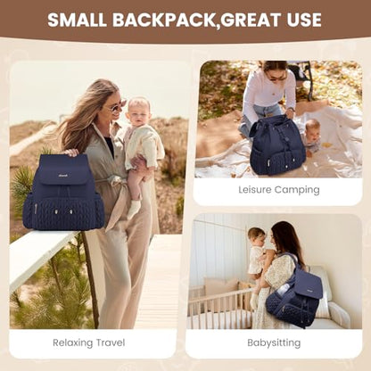 LOVEVOOK Diaper Bag Backpack, Small Baby Bag, Cute Baby Diaper Bag, Stylish Water-Resistant Travel Baby Bag for Mom, Baby Backpack with Changing Pad, Stroller Straps -Blue - color: Blue