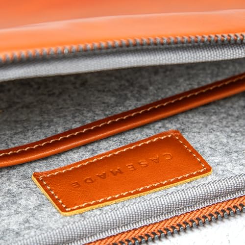 Casemade Real Leather Laptop Case/Zipped Folio Bag with Inner Pocket & Wool Lining Compatible with Apple MacBook, HP, Dell, Asus, Levovo (16 Inch - Tan) - color: Tan, size: 16 Inch
