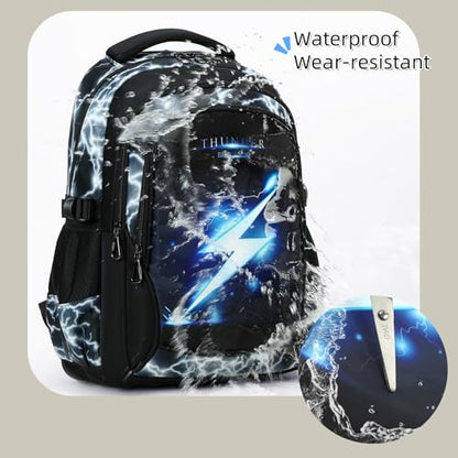 Boys Backpack for Kids Elementary School Bags Lightning Teens Durable Bookbag (black) - style: Black