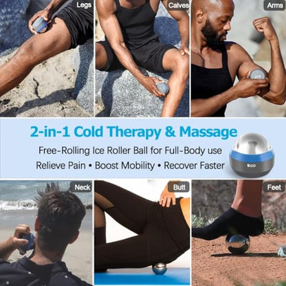 iECO Cold Massage Roller Ball - Ice Roller Ball for Muscles Deep Tissue, Cold & Heat Therapy, Plantar Fasciitis Roller - color: Ice Boat+ice Hockey+ice Ball