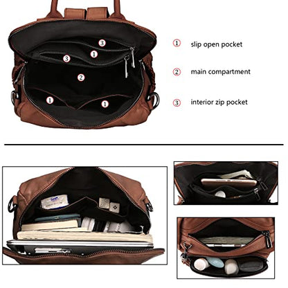 Uromee Travel Backpack Purse for Women Vegan Leather Ladies Fashion Tassel Shoulder Bag Convertible - color: 0243 Brown Mixed