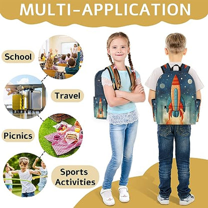 Space Rocket Kids Backpack for Boys Girls Galaxy Planet Preschool Toddler Backpack Kindergarten Nursery Bookbag Travel Children Lightweight School Bag - color: Rocket
