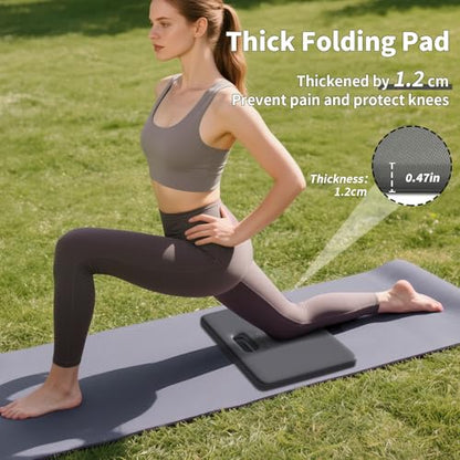 PAIDU Yoga Knee Pad - 1 Inch Thick with Extra Cushioning, Pain-Free for Knees, Elbows, Wrists and Back | Foldable and Multi-Functional, Suitable for Home Gym, Pilates, Plank, Abdominal Training Fitness Mat - color: Grey + Black