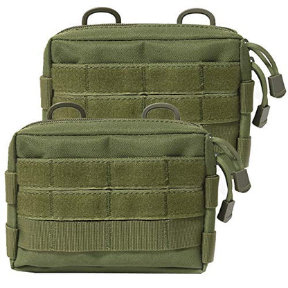 MOLLE Pouches - 2 Pack Tactical Compact Water-Resistant Utility Gadget Gear EDC Pouch - color: Green and Green