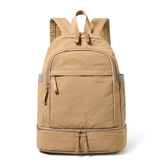 lightweight Gym Backpack for Women Men, with Shoe Compartment, Waterproof Sports Backpack for Yoga Fitness Sports-khaki - color: Khaki